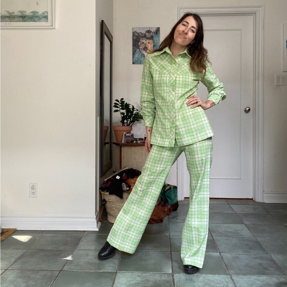 Vintage | 70s | plaid leisure suit - Picture 1 of 7